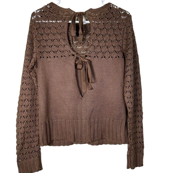 Brown Two Keyhole Knitted Sweater - Picture 2 of 8